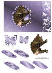 Cat and Butterfly Ripped Birthday