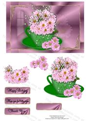 Pink Chrysanthnum in a Teacup