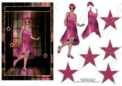 Dusty Rose Pink Flapper Lady Birthday