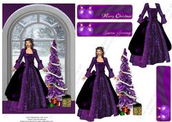 Purple and Black Christmas Window Scene