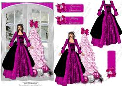 Pink and Black Christmas Window Scene