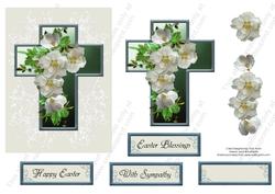 Flowers in Cross Easter or Sympathy Card