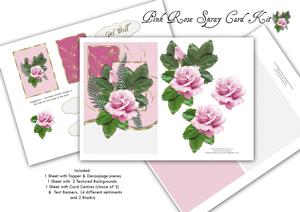 Pink Rose Spray Birthday Card Kit