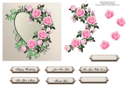 Pink Roses on Heart Birthday