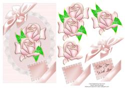 Pink Roses Birthday Card