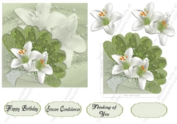 White Lillies Green Fan