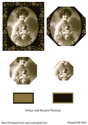 Vintage Lady Hexagon Pyramage
