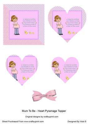 Mum to Be Heart Pyramage Topper