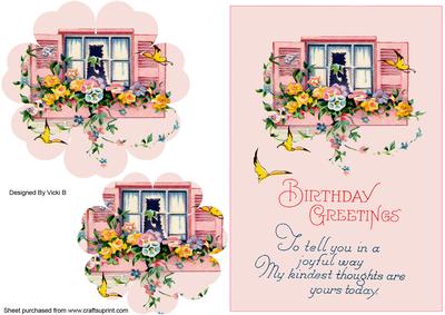Flower Pyramage Birthday Card Front