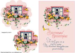 Flower Pyramage Birthday Card Front