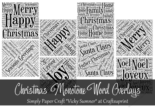 Christmas Monotone Word Overlays PNG