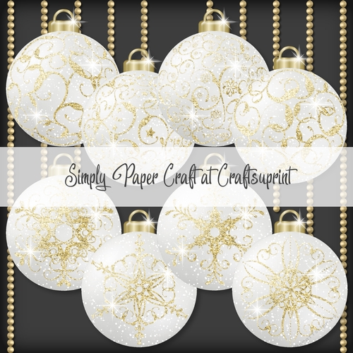 White and Gold Glitter Bauble