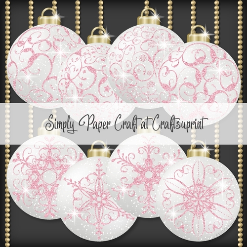 White and Pink Glitter Bauble
