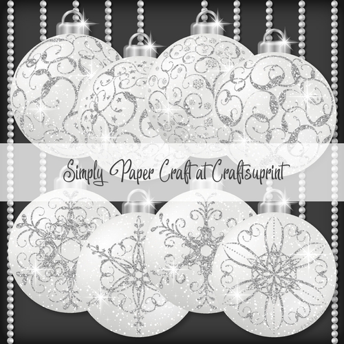 White and Silver Glitter Bauble