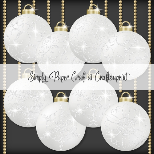 White and White Glitter Bauble