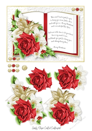 Open Book Christmas Floral 1