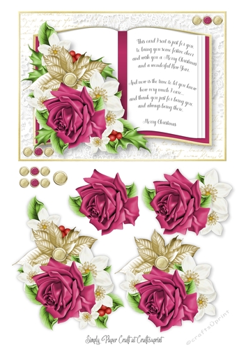 Open Book Christmas Floral 3