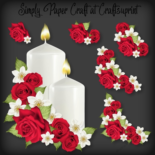 Red Roses Candle Decoupage with 3 Bonus Papers