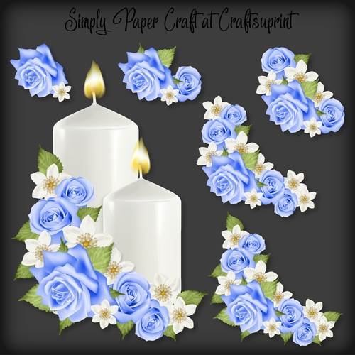 Blue Roses Candle Decoupage with 3 Bonus Papers