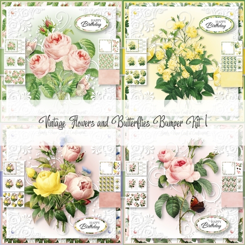 Vintage Flowers and Butterflies Bumper Kit 1