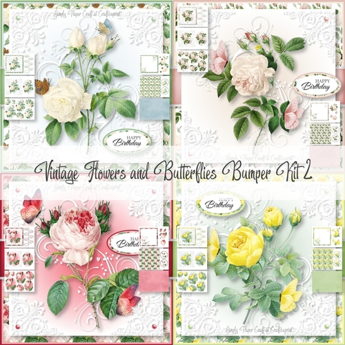 Vintage Flowers and Butterflies Bumper Kit 2