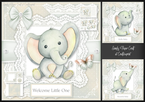 Gender Neutral Baby Elephant Bumper Kit with bonus Square Gift Box