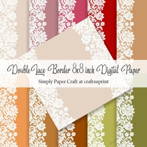 Apple Orchard Double Lace Border 8x8 inch Digital Paper