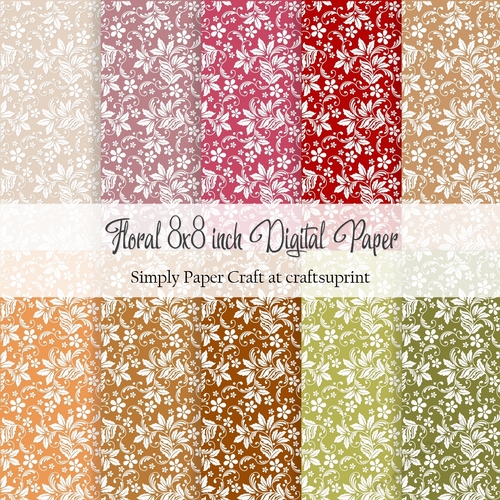 Apple Orchard Floral 8x8 inch Digital Paper