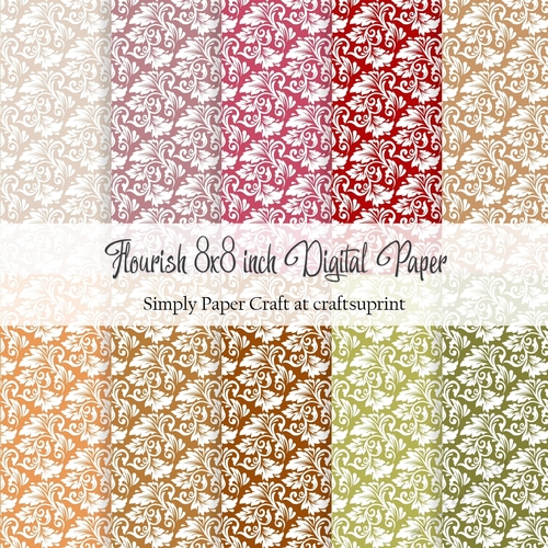 Apple Orchard Flourish 8x8 inch Digital Paper