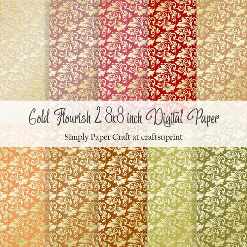Apple Orchard Gold Flourish 2 8x8 inch Digital Paper