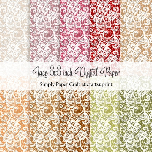 Apple Orchard Lace 8x8 inch Digital Paper