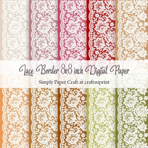 Apple Orchard Lace Border 8x8 inch Digital Paper