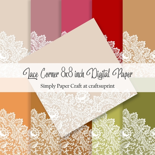 Apple Orchard Lace Corner 8x8 inch Digital Paper