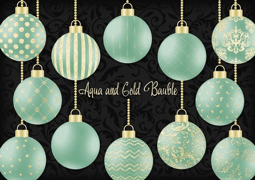 Aqua and Gold Bauble