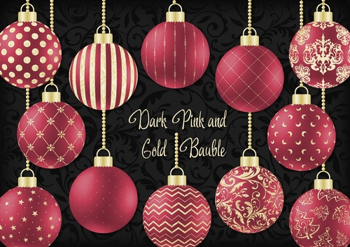 Dark Pink and Gold Bauble