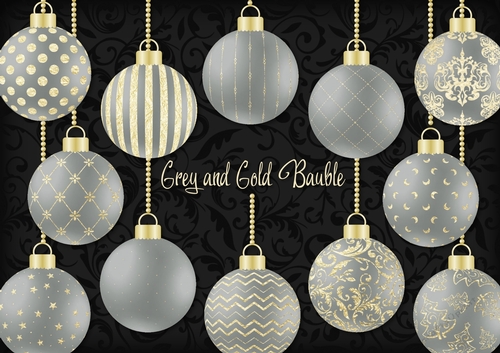 Grey and Gold Bauble
