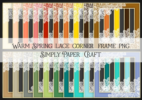 Warm Spring Lace Corner Frame PNG
