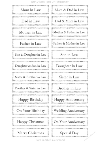 In Laws Sentiment Sheet 3