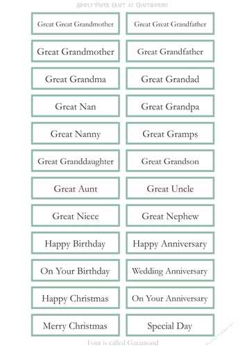 Great Relatives Sentiment Sheet 6