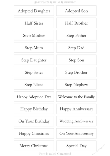 Adopted Step Family Sentiment Sheets 1
