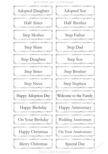 Adopted Step Family Sentiment Sheets 3