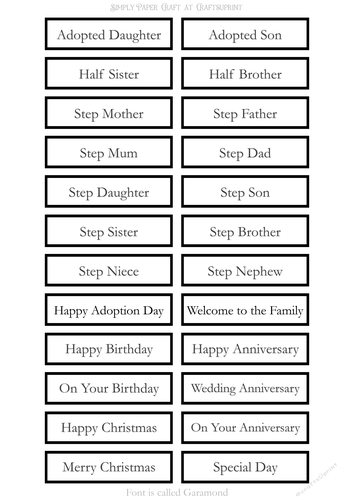 Adopted Step Family Sentiment Sheets 4