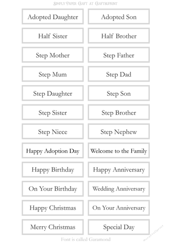 Adopted Step Family Sentiment Sheets 5