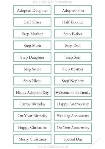 Adopted Step Family Sentiment Sheets 6