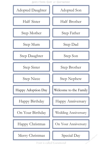 Adopted Step Family Sentiment Sheets 7