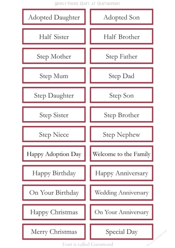 Adopted Step Family Sentiment Sheets 8