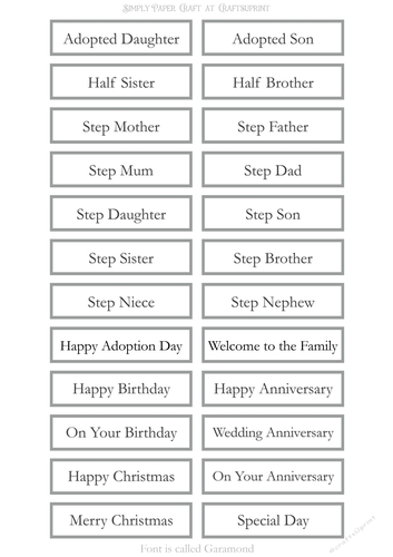 Adopted Step Family Sentiment Sheets 11