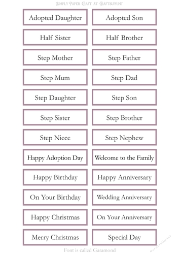 Adopted Step Family Sentiment Sheets 12