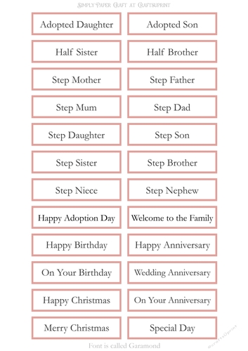 Adopted Step Family Sentiment Sheets 13