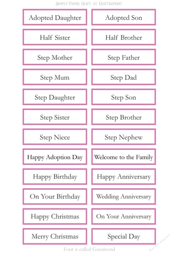 Adopted Step Family Sentiment Sheets 14